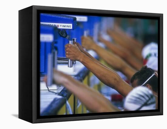 Male Swimmers at the Start of a Backstroke Race-null-Framed Premier Image Canvas