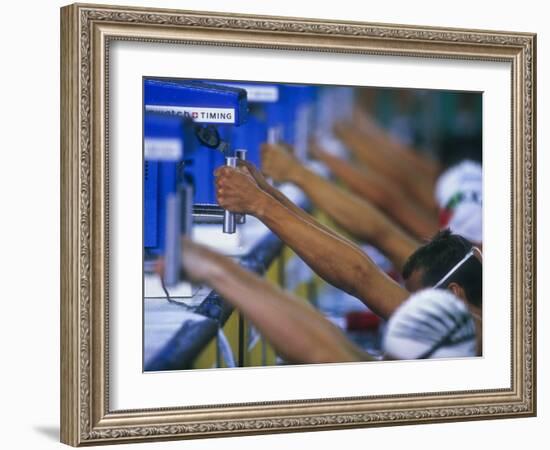 Male Swimmers at the Start of a Backstroke Race-null-Framed Photographic Print