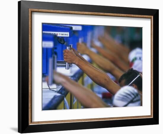 Male Swimmers at the Start of a Backstroke Race-null-Framed Photographic Print