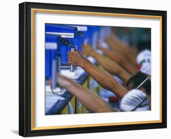 Male Swimmers at the Start of a Backstroke Race-null-Framed Photographic Print