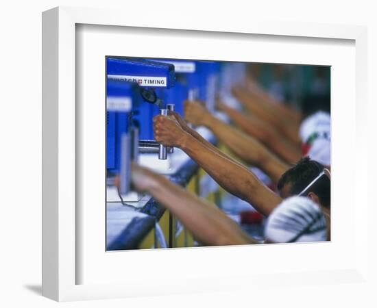 Male Swimmers at the Start of a Backstroke Race-null-Framed Photographic Print