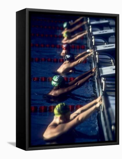 Male Swimmers at the Start of a Race-null-Framed Premier Image Canvas