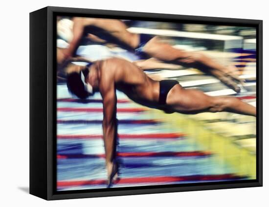 Male Swimmers at the Start of a Race-null-Framed Premier Image Canvas