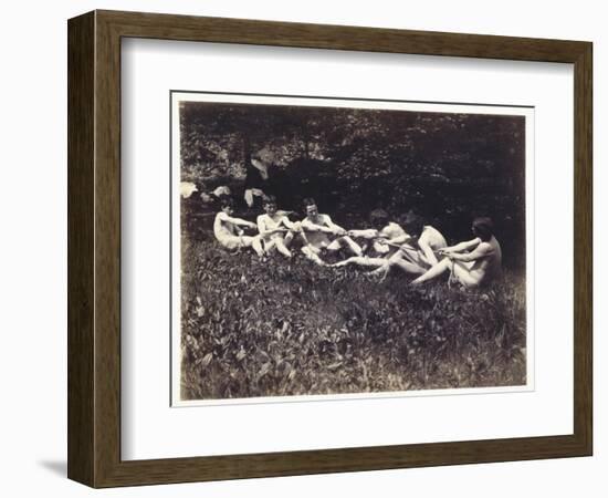 Males Nudes in a Seated Tug-Of-War, C.1883 (Albumen Print)-Thomas Cowperthwait Eakins-Framed Giclee Print