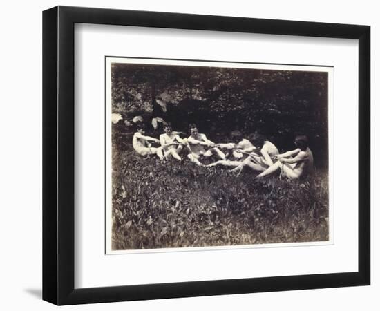 Males Nudes in a Seated Tug-Of-War, C.1883 (Albumen Print)-Thomas Cowperthwait Eakins-Framed Giclee Print