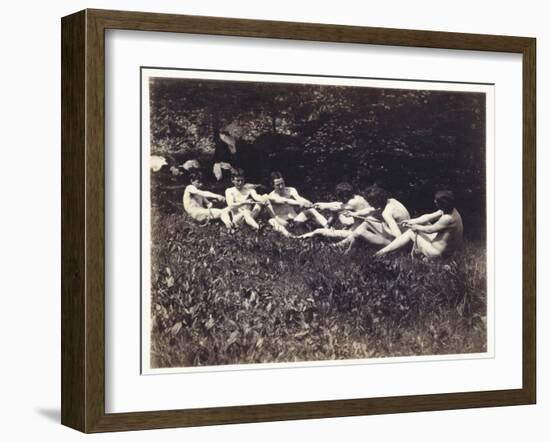 Males Nudes in a Seated Tug-Of-War, C.1883 (Albumen Print)-Thomas Cowperthwait Eakins-Framed Giclee Print