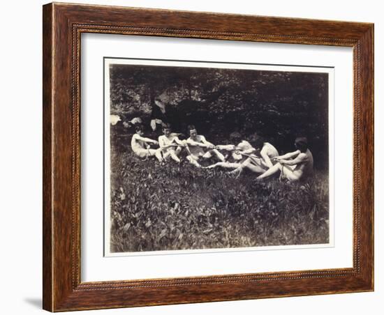 Males Nudes in a Seated Tug-Of-War, C.1883 (Albumen Print)-Thomas Cowperthwait Eakins-Framed Giclee Print