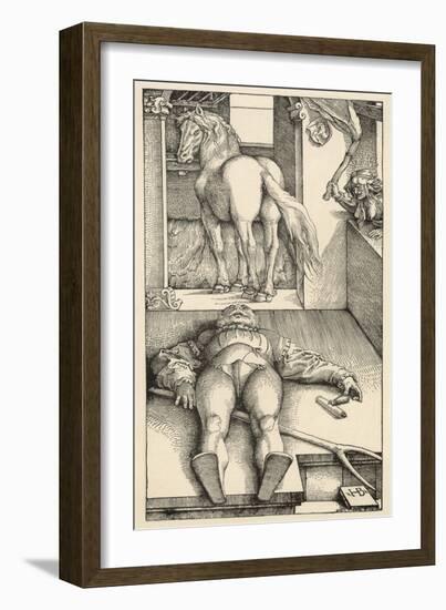 Malevolent Witch Bewitches a Groom in His Stable Before Doing Magic on the Horse-Hans Baldung Grien-Framed Art Print