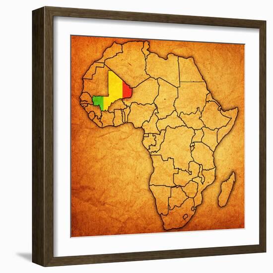 Mali on Actual Map of Africa-michal812-Framed Art Print