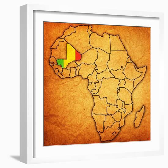 Mali on Actual Map of Africa-michal812-Framed Art Print