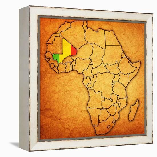 Mali on Actual Map of Africa-michal812-Framed Stretched Canvas