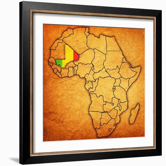 Mali on Actual Map of Africa-michal812-Framed Premium Giclee Print