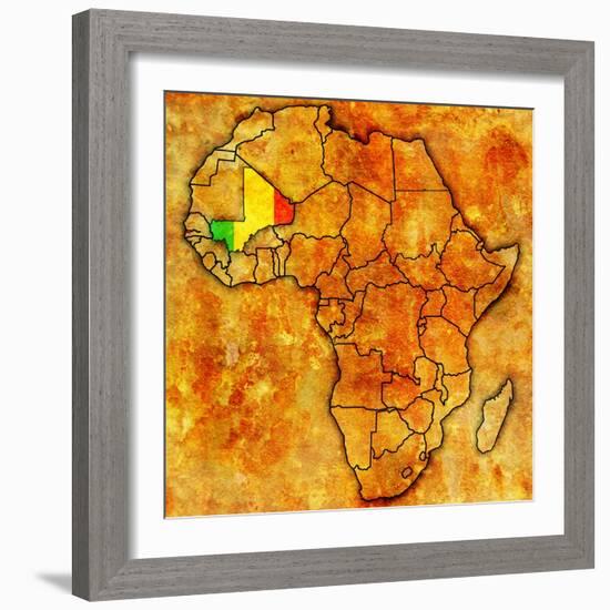 Mali on Actual Map of Africa-michal812-Framed Premium Giclee Print