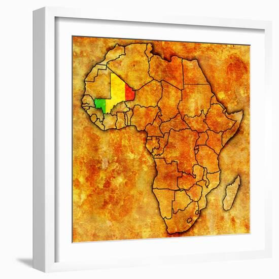 Mali on Actual Map of Africa-michal812-Framed Premium Giclee Print