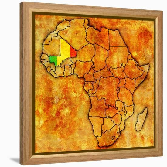 Mali on Actual Map of Africa-michal812-Framed Stretched Canvas