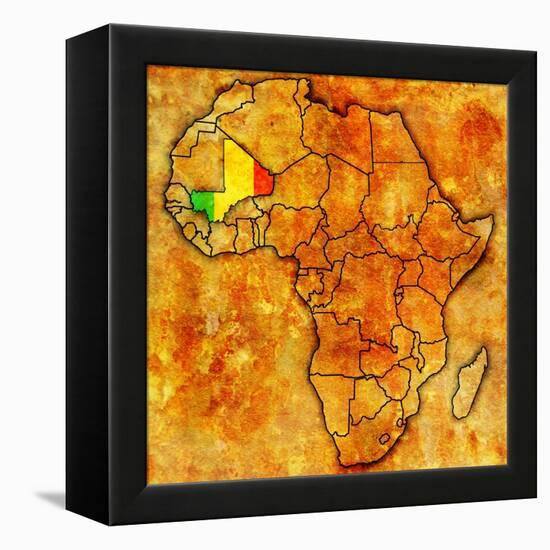 Mali on Actual Map of Africa-michal812-Framed Stretched Canvas