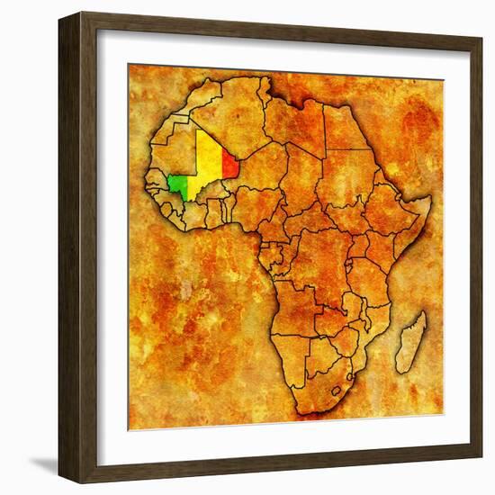 Mali on Actual Map of Africa-michal812-Framed Art Print