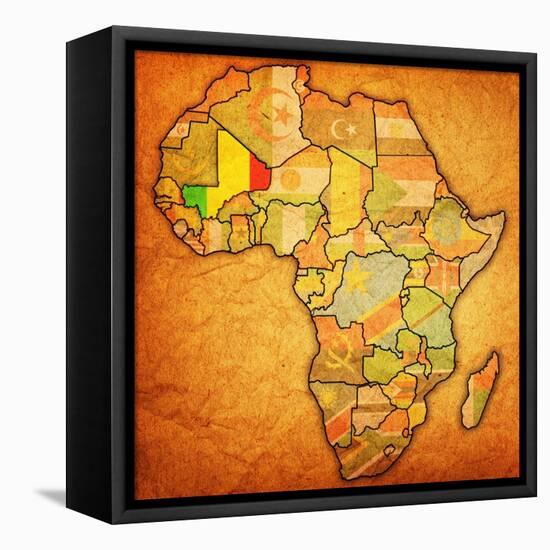 Mali on Actual Map of Africa-michal812-Framed Stretched Canvas