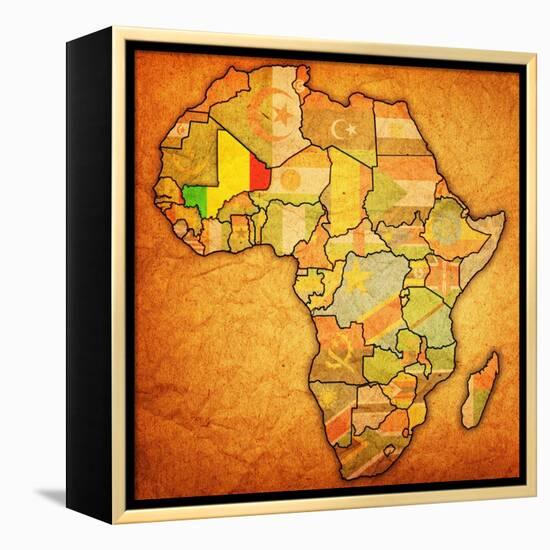 Mali on Actual Map of Africa-michal812-Framed Stretched Canvas