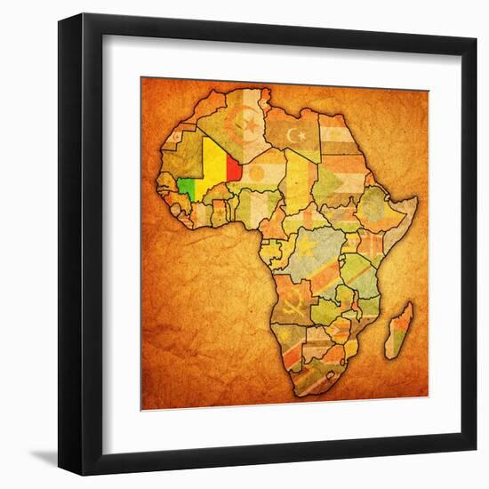 Mali on Actual Map of Africa-michal812-Framed Art Print