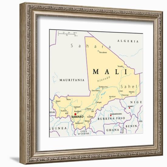 Mali Political Map-Peter Hermes Furian-Framed Art Print