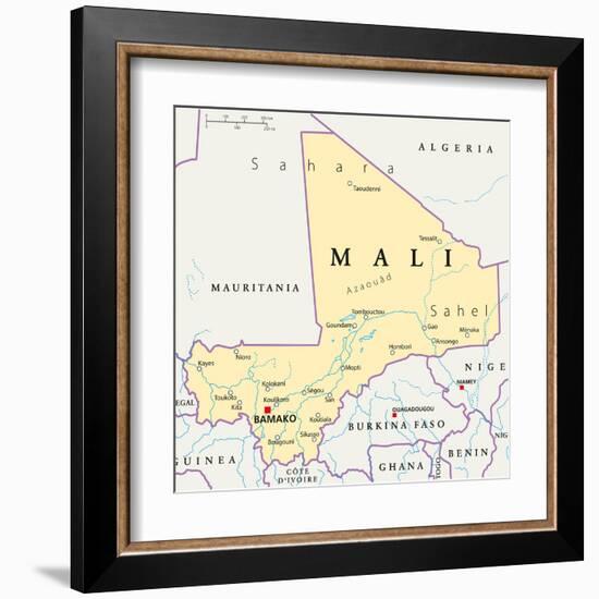 Mali Political Map-Peter Hermes Furian-Framed Art Print