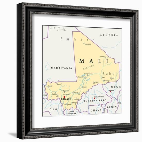 Mali Political Map-Peter Hermes Furian-Framed Art Print