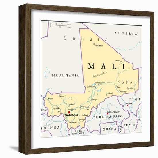 Mali Political Map-Peter Hermes Furian-Framed Art Print