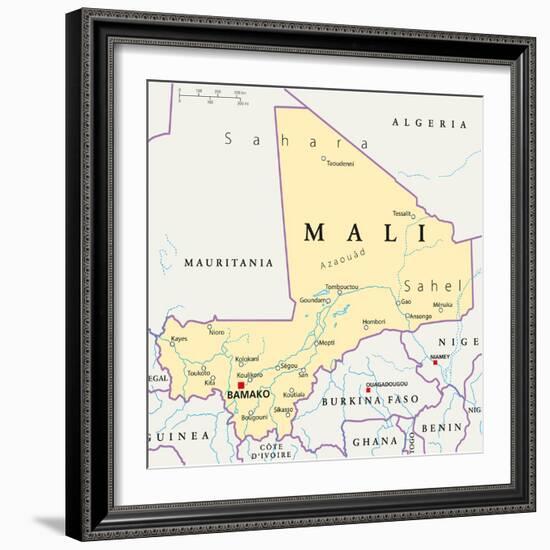 Mali Political Map-Peter Hermes Furian-Framed Art Print