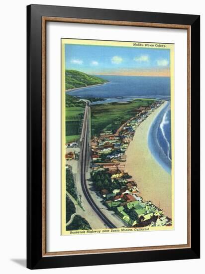 Malibu, California - Aerial View of Beach Homes Along Roosevelt Highway-Lantern Press-Framed Art Print