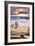 Malibu, California - Beach Scene and Surfers-Lantern Press-Framed Art Print