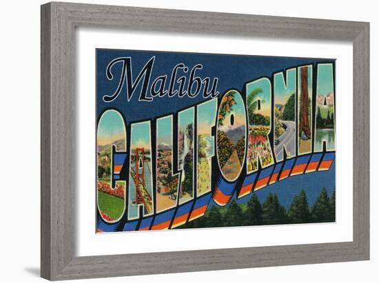Malibu, California - Large Letter Scenes-Lantern Press-Framed Art Print