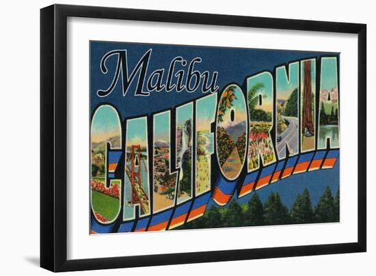 Malibu, California - Large Letter Scenes-Lantern Press-Framed Art Print