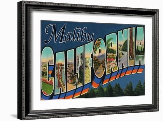 Malibu, California - Large Letter Scenes-Lantern Press-Framed Art Print