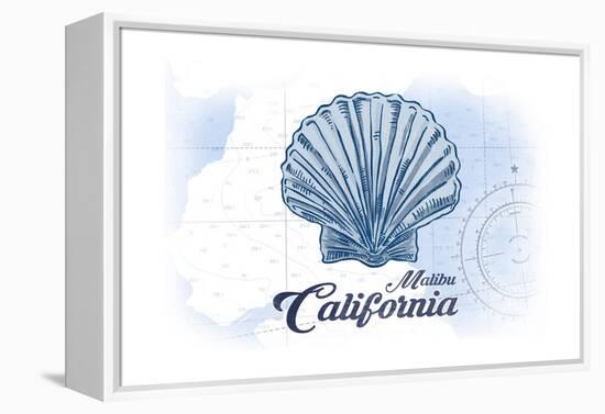 Malibu, California - Scallop Shell - Blue - Coastal Icon-Lantern Press-Framed Stretched Canvas