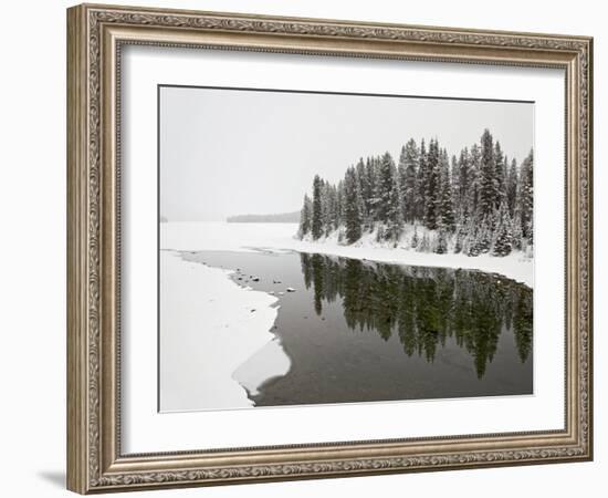 Malign River and Malign Lake in Winter, Jasper National Park, Alberta, Canada-James Hager-Framed Photographic Print