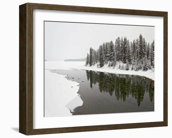 Malign River and Malign Lake in Winter, Jasper National Park, Alberta, Canada-James Hager-Framed Photographic Print