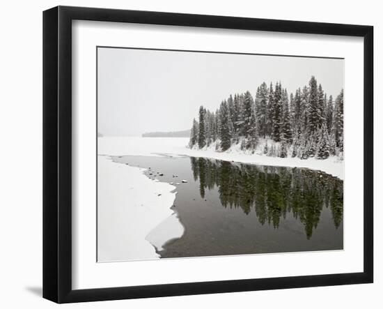 Malign River and Malign Lake in Winter, Jasper National Park, Alberta, Canada-James Hager-Framed Photographic Print