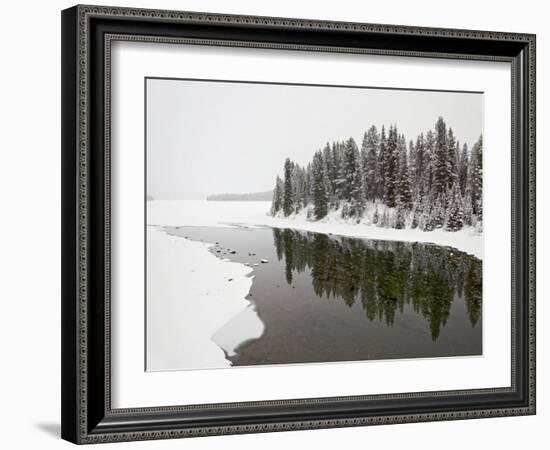 Malign River and Malign Lake in Winter, Jasper National Park, Alberta, Canada-James Hager-Framed Photographic Print