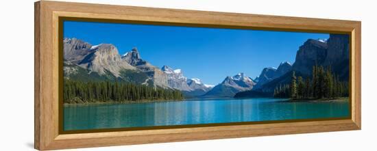 Maligne Lake with Canadian Rockies in the Background, Jasper National Park, Alberta, Canada-null-Framed Stretched Canvas