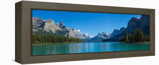 Maligne Lake with Canadian Rockies in the Background, Jasper National Park, Alberta, Canada-null-Framed Stretched Canvas