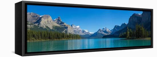 Maligne Lake with Canadian Rockies in the Background, Jasper National Park, Alberta, Canada-null-Framed Stretched Canvas