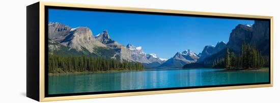 Maligne Lake with Canadian Rockies in the Background, Jasper National Park, Alberta, Canada-null-Framed Stretched Canvas