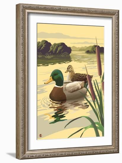Mallard Ducks-Lantern Press-Framed Art Print