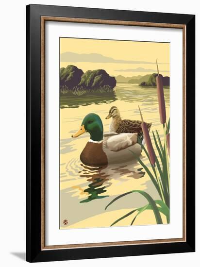 Mallard Ducks-Lantern Press-Framed Art Print