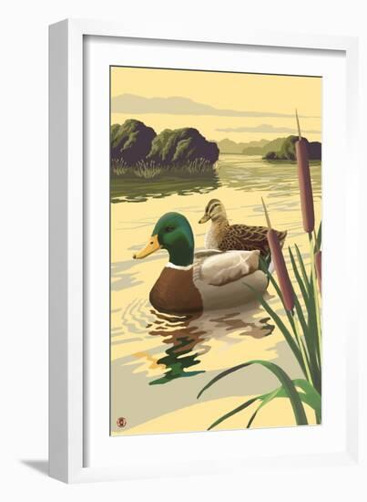 Mallard Ducks-Lantern Press-Framed Art Print