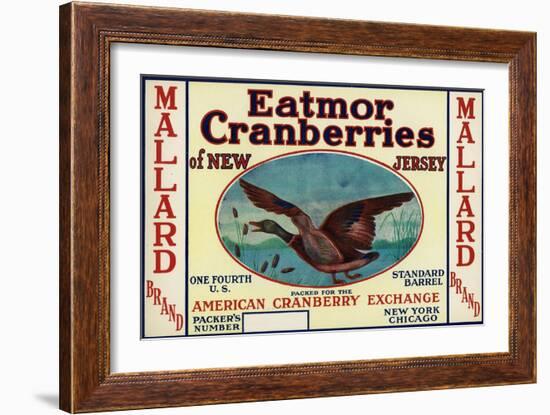 Mallard Eatmor Cranberries Brand Label-Lantern Press-Framed Art Print