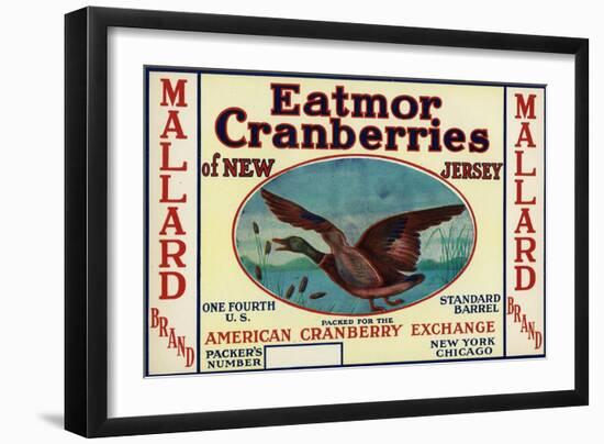 Mallard Eatmor Cranberries Brand Label-Lantern Press-Framed Art Print