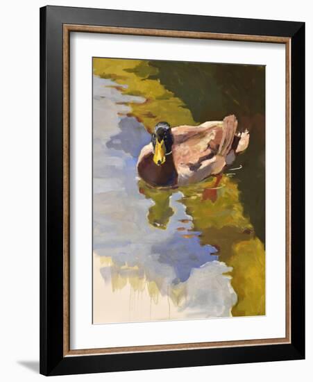 Mallard in Shallows-Jeri Ireland-Framed Art Print