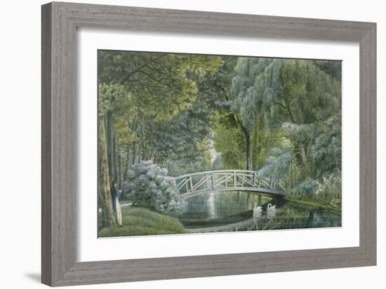 "Malmaison.Vue du pont de bois sur la rivière à la gauche du château"-Auguste Garneray-Framed Giclee Print